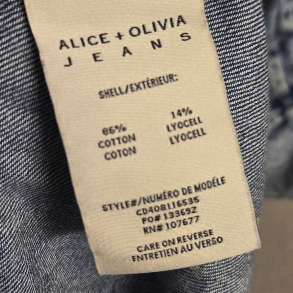 Alice + Olivia Belted Denim Mini Shirt Dress Casual Minimalist Western Large - Picture 7 of 7